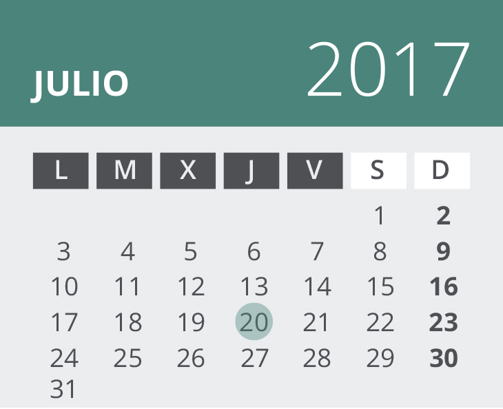 Calendario del Territorio Común. julio